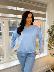Blue Lace Sleeve Sweatshirt Angela