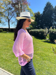 Pink Open Weave Knit Cassandra