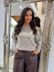 Mocha Sequin Patterned Jumper Zoe