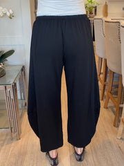 Black Relaxed Barrel Leg Trouser