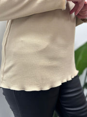 Stone Ribbed Flute Neck Top Charlotte