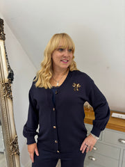 Navy Leopard Bow Cardi Georgina
