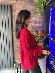 Red Crossover Diamante Top Ruth