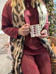 Wine Brushstrokes Shimmer Sweat Top Natalia