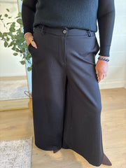 Black Diamante Wide Leg Trousers Jude