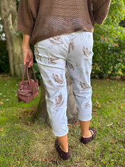 White Floral Printed Trousers