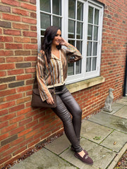 Mocha Striped Shimmer Jacket Fern
