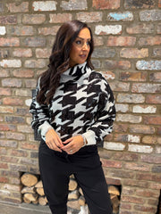 Winter White Dogtooth High Neck Knit Lainey