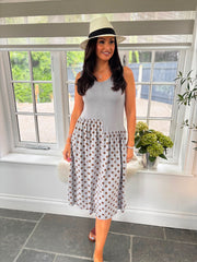 Grey Polka Dot Panel Dress Coraline