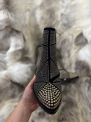Black Stud Embellished Ankle Boots
