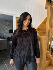 Black Lace Detail Top Luna