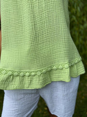 Lime Bubble Cotton Crochet Strap Vest Penny