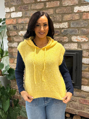 Butter Yellow Sleeveless Knitted Hoodie Sherida