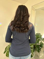 Navy Long Sleeve Lace Top Ruby