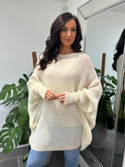 Winter White Ribbed Longline Knit Velma
