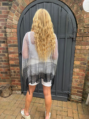 White Ombre Stripe Tassel Shawl Elaine