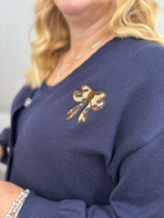Navy Leopard Bow Cardi Georgina