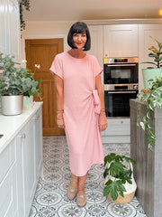 Pink Textured Tie Dress Corrina