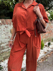 Rust Soft Cord Tie Detail Shirt Morgan