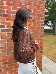 Chocolate Net Crochet Jacket Florence