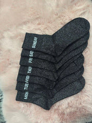 Black Days of the Week Glitter Socks