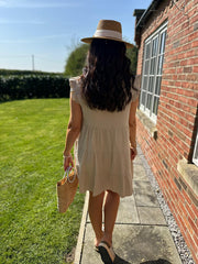 Stone Frill Sleeve Bubble Cotton Dress Alison