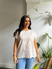 Pink Textured Hearts Tee Joy