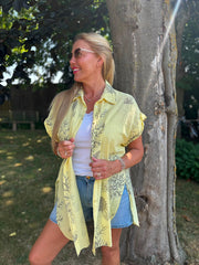 Lemon Mocha Coral Print Blouse Stacey