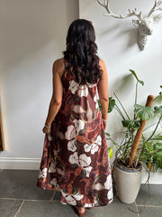 Chocolate Flower Print Dress Odette