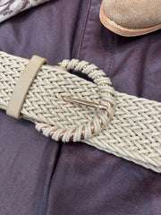 Stone Weave Gold Buckle Belt