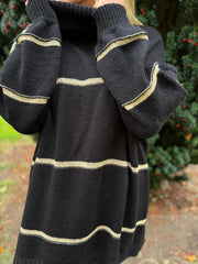 Black Striped Roll Neck Knit Rachel