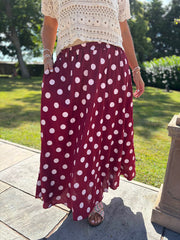 Wine Polka Dot Skirt Amy