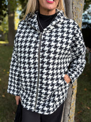 Winter White Dogtooth Hooded Jacket Sadie