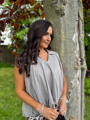 Mocha Bubble Hem Sleeveless Top Scarlett