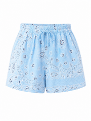 Blue Paisley Bubble Cotton Shorts