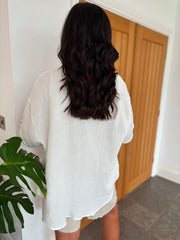 White Bubble Cotton Multi Pattern Blouse Louisa