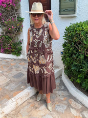 Chocolate Embroidery Tiered Dress Sammie