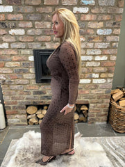 Chocolate Polka Dot Mesh Dress Joanna