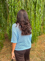Blue Chevron Knit Anabelle