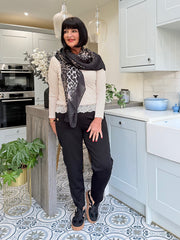 Stone Ribbed Lace Trim Top Madeline