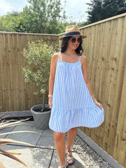 Denim Gingham Sun Dress Lauren