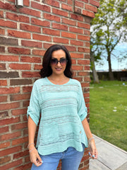 Mint Lace Stripe Top India