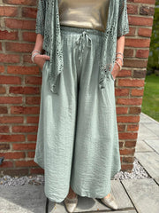 Khaki Wide Leg Pull on Silvia Trousers
