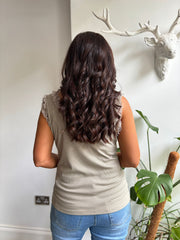 Mocha Ruffle Vest Simone