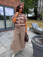 Mocha Wide Leg Pull on Silvia Trousers