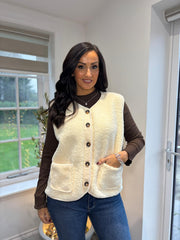 Antique Cream Sherpa Gilet Kiera
