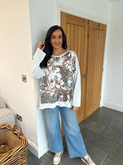 White Paisley Sequin Top Gemma