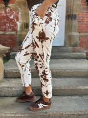 Chocolate Flower Pattern Trousers Isla