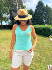 Aqua Gold Heart Knit Vest Matilda