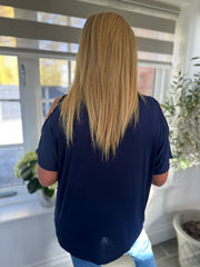 Navy Alphabet Tree Stud Top Alina